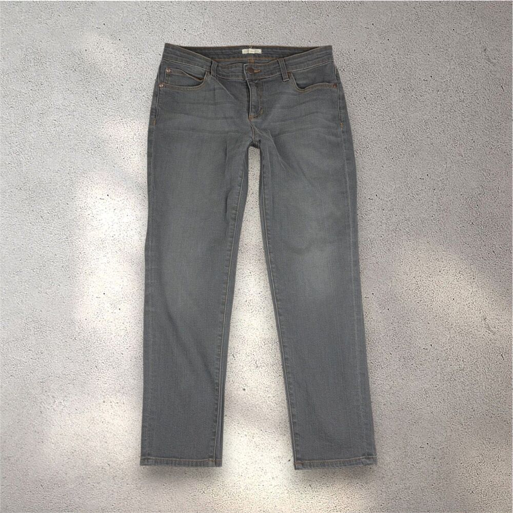 Eileen Fisher Organic Cotton Slim Jeans Women's 6 Gray Stretch Casual Preppy EUC